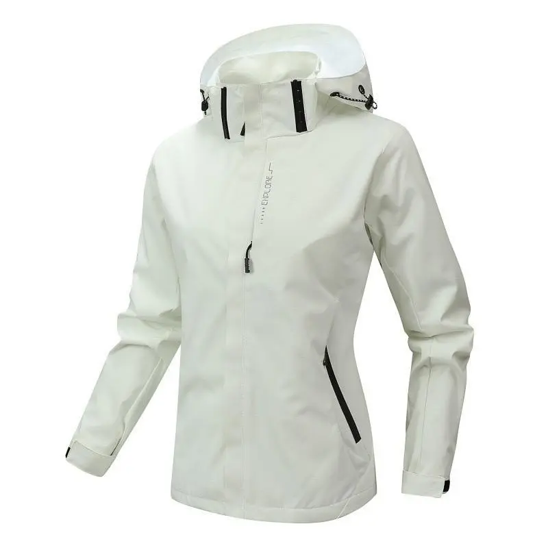 Women's lightweight waterproof and windproof jacket, hooded soft shell fabric outdoor raincoat hiking windbreaker jacket, suitable for both sports and leisure!