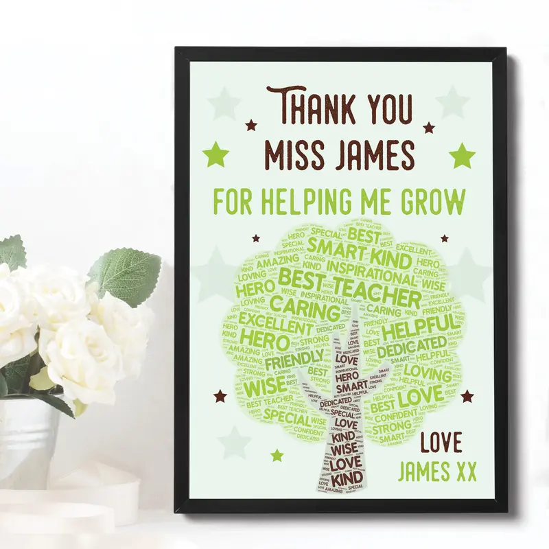 Thank You Teacher Gifts Personalised Framed Print Best Teacher 1