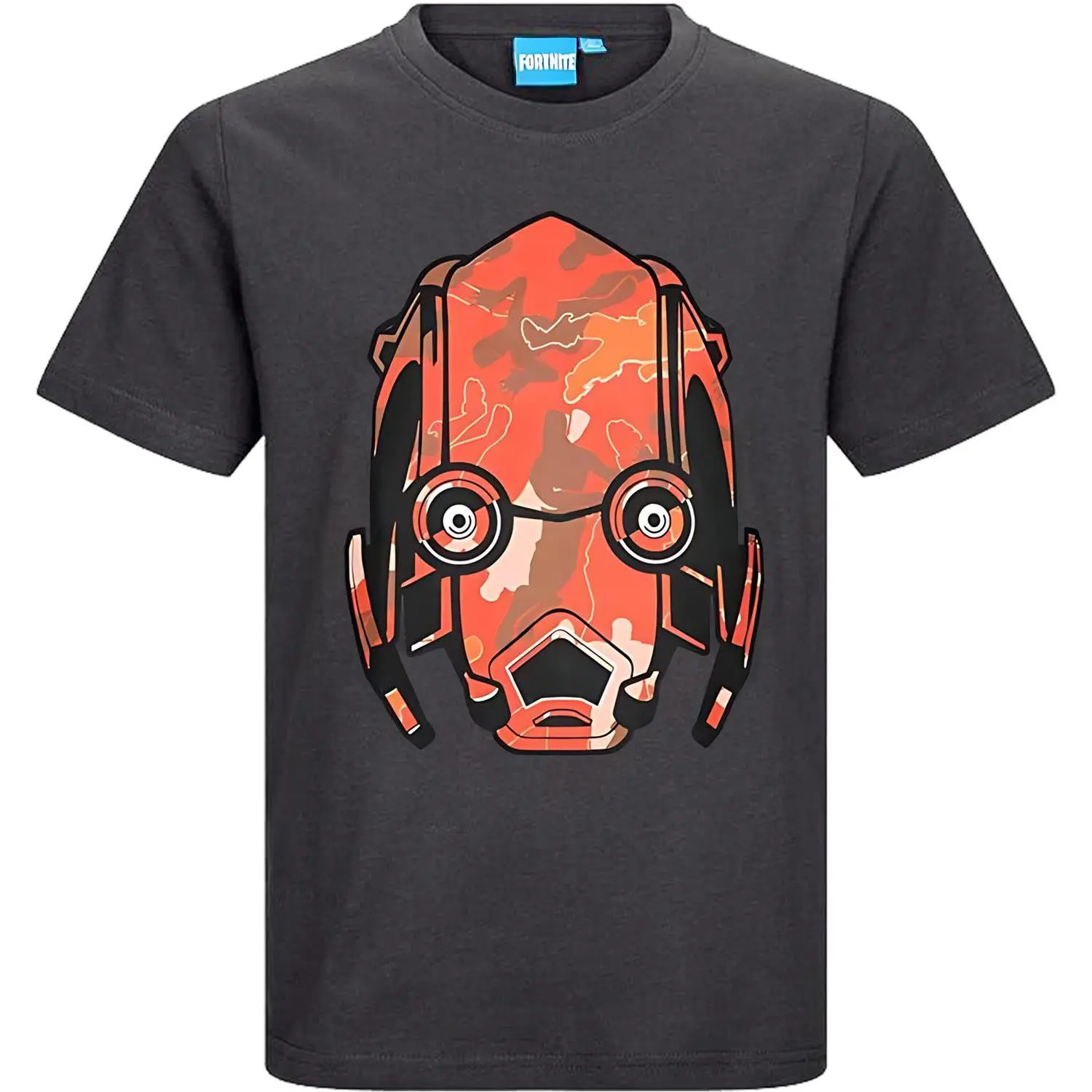 FORTNITE  - VERTEX RED MASK - Gaming Design Youth T-Shirt - Short Sleeve Cotton Grey Unisex Tee for Ages 9-16
