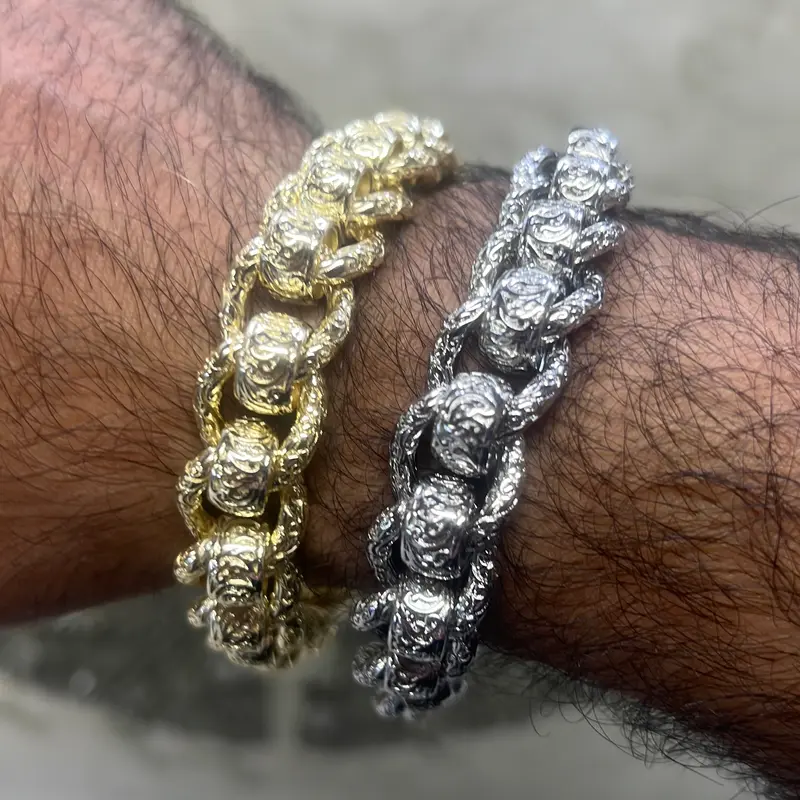 XXL heavy Roller belcher bracelet gold and silver plated 1