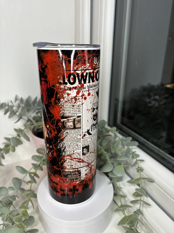Horror Movie Terrifier Art of the clown 20oz Insulated Tumbler with metal straw 4