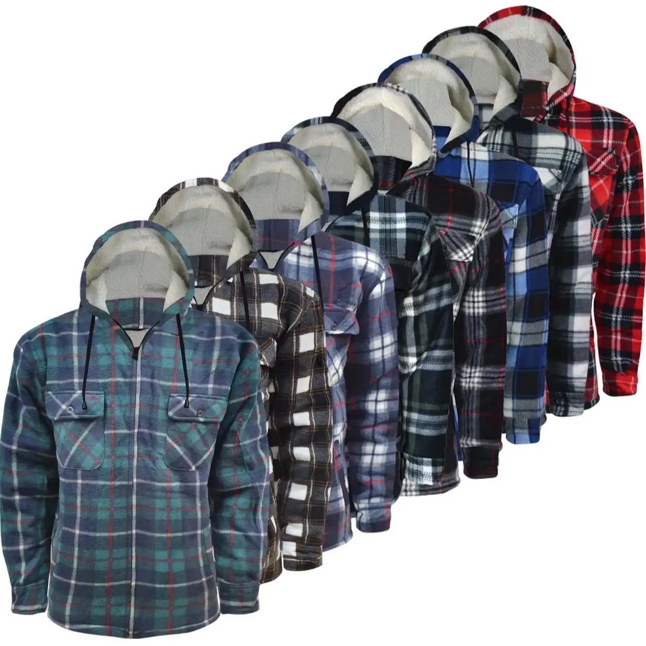 MENS PADDED SHIRT FUR LINED LUMBERJACK FLANNEL WORK JACKET WARM THICK CASUAL TOP Coats Faux Long Long Sleeve Menswear Pockets Polyester Warmer