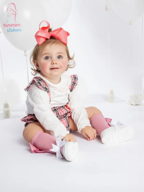 Baby Girl Spanish Bow & Frills Tartan Romper 2