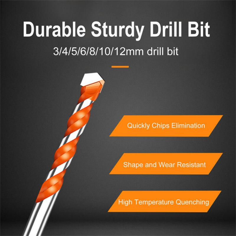 7PCS Professional Masonry Drill Tungsten Carbide Tip Drill Bits, Tile Drill Bits Set, Industrial Strength Tile Drill Bits Set for Tile/Brick/Plastic/Cement/Wood/Glass/ETC (3 4 5 6 8 10 12mm) 6