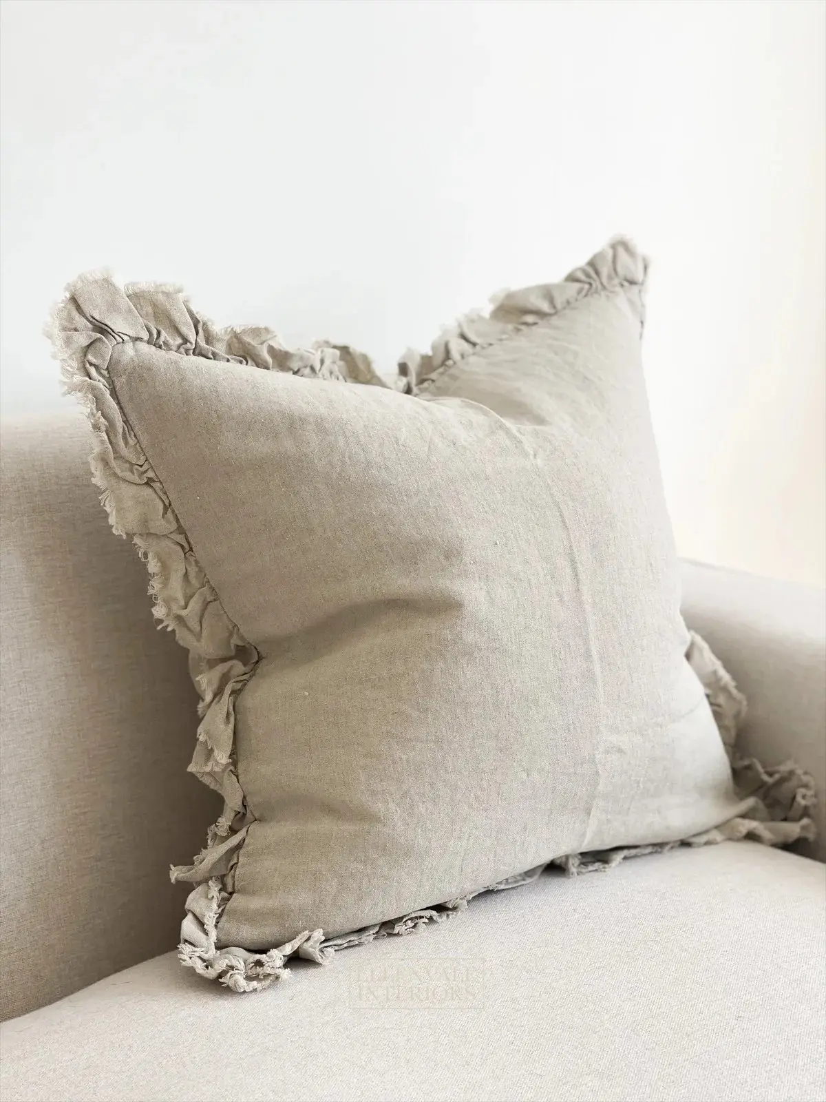 Ellenvale Interiors Hallie Natural Beige Ruffle Cushion - Soft Furnishings for Your Home
