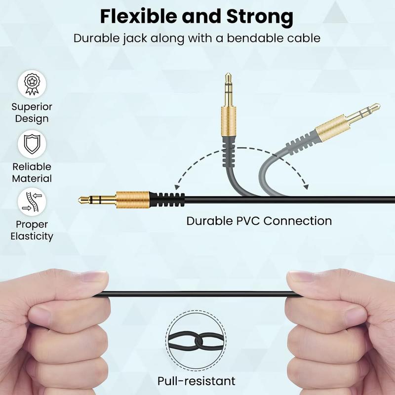 ULTRICS AUX Cable, 3.5mm Right Angle Gold Plated Jack Audio Cable, Male to Male Auxiliary Cord Home Car Stereo Lead Compatible with Headphone MP3 Speaker iPhone iPad Smartphone Tablet PC Laptop 2