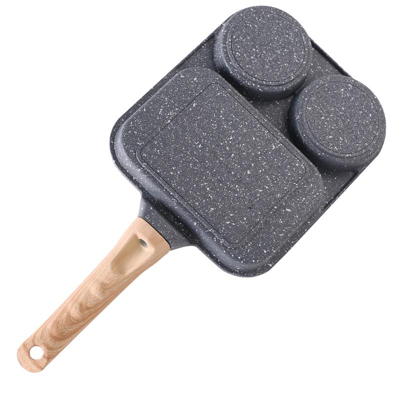 UK 3 in 1 Egg Frying Pan Nonstick Household Steak Frying Pan, Multifunctional Breakfast Pan Burger Pan, Non-stick Multi-purpose Omelette pan, Fried Egg Pan, Pancake Pan for Induction Cooker, Gas Stove, Electric Ceramic Stove 7