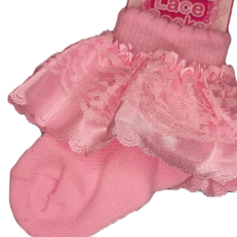 Pink Lace Baby Socks  - 0-6mths & 6-12mths 3