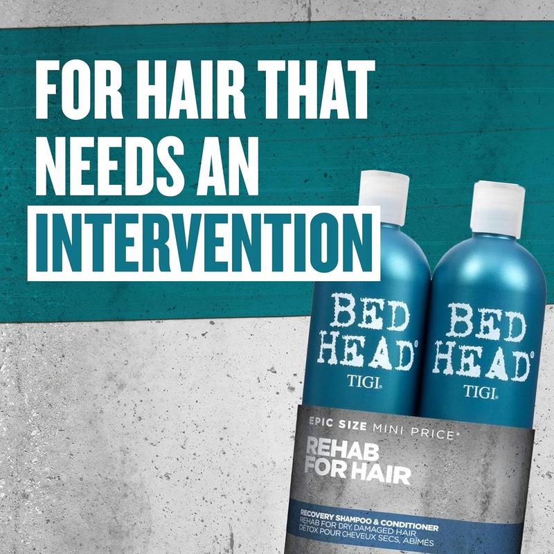 Bed Head by TIGI | Recovery  and  Set | Professional Moisturising  Repair Treatment | Ideal For Dry And Damaged  | 750 ml ( Pack of 2) shampoo anti dandruff Conditioner Haircare Hydrating Moisturize Scent Cleanser Cleansing Hydrate Moisture Comfort 1