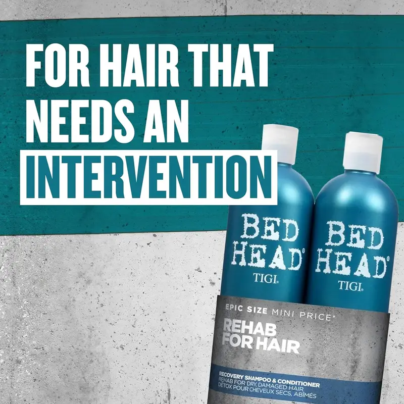 Bed Head by TIGI | Recovery  and  Set | Professional Moisturising  Repair Treatment | Ideal For Dry And Damaged  | 750 ml ( Pack of 2) shampoo anti dandruff Conditioner Haircare Hydrating Moisturize Scent Cleanser Cleansing Hydrate Moisture Comfort 1