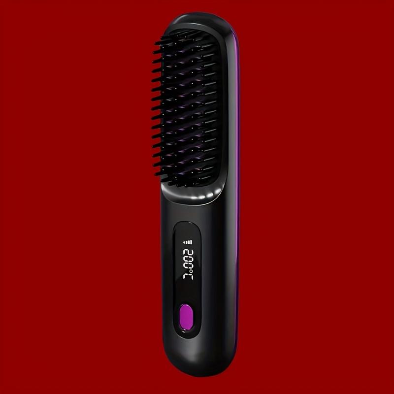 Cordless Hair Straightener Brush, Portable Negative Ion Hot Comb Long Battery Life with USB Rechargeable Feature Fast Heating 3 Temp Settings Anti-Scald, 20Mins Auto-Off, for Travel Comfort 5