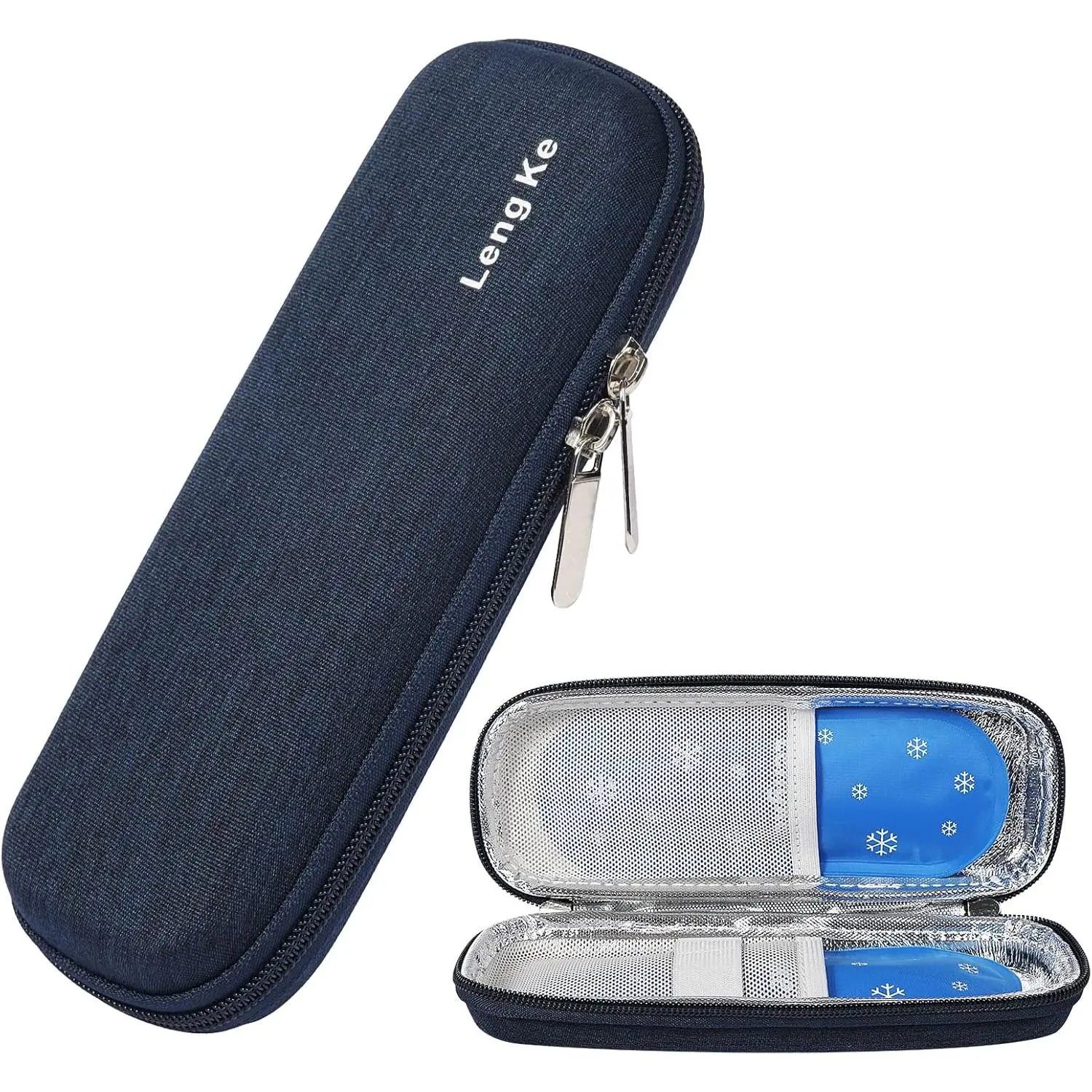 EVA Compact Insulin Cooler Travel Hard Case,Lightweight and Durable Diabetic Small Storage Travel Packs for Insulin Pens & Needles with 2 Ice Pack (Blue)