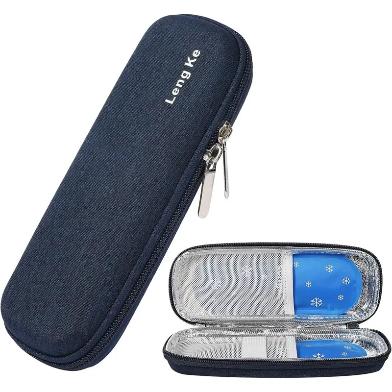 EVA Compact Insulin Cooler Travel Hard Case,Lightweight and Durable Diabetic Small Storage Travel Packs for Insulin Pens & Needles with 2 Ice Pack (Blue) 0