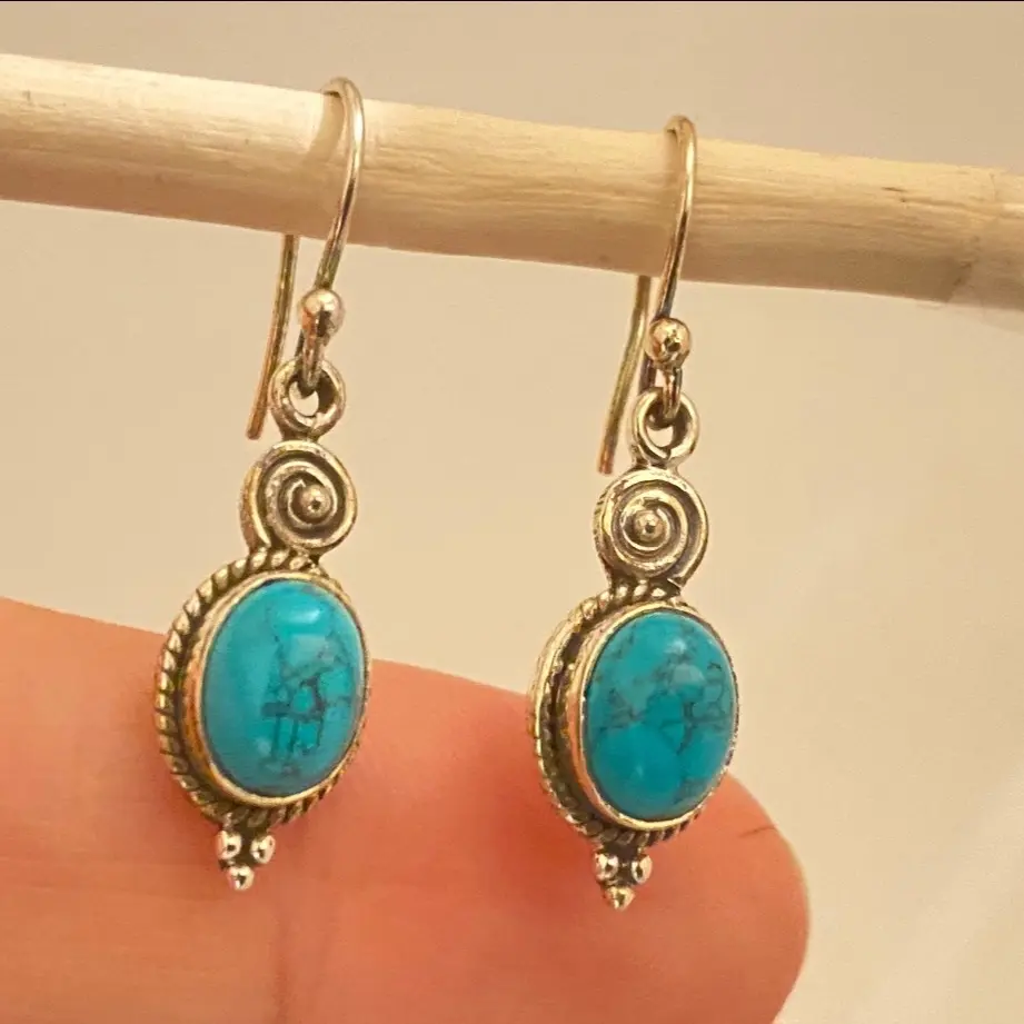 925 Sterling Sliver Turquoise Earrings Teardrop turquoise earrings, Turquoise dangle earrings, for women and girls in the uk