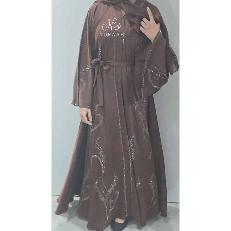 (NURAAH) SIMRA EMBELLISHED FLARED ABAYA (with scarf and belt) 5