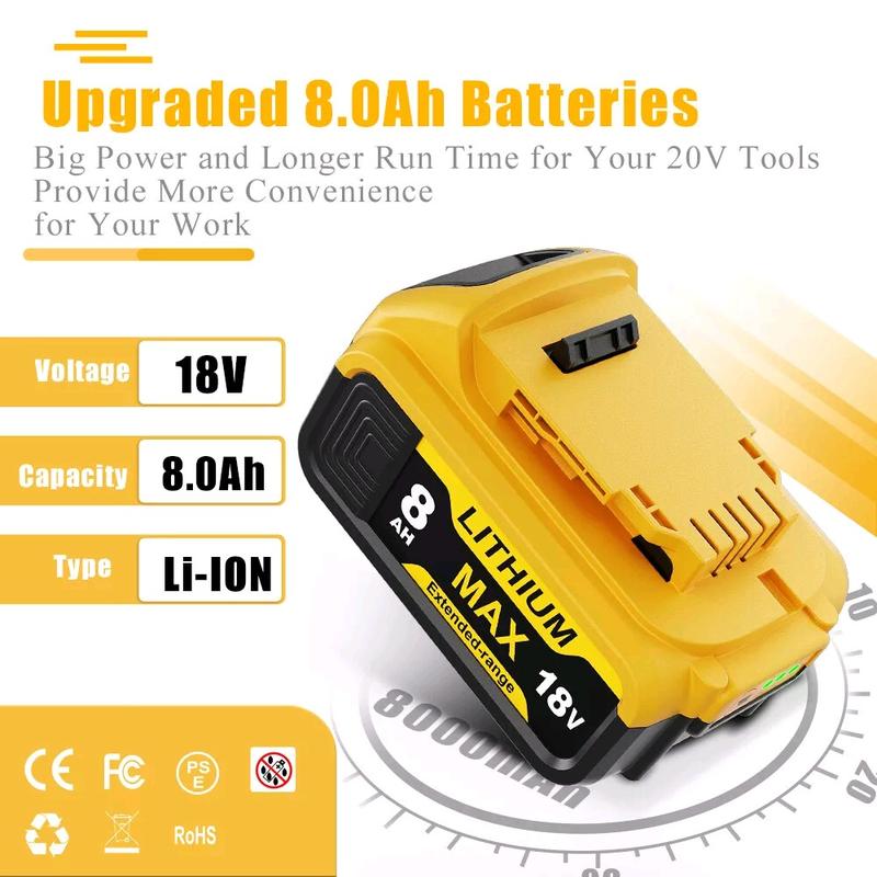 DEWALT DCB182 18V 8.0Ah XR Li-ion Slide Battery for Power Tools 1