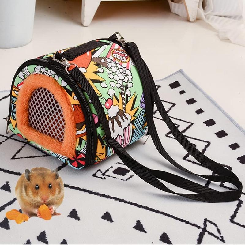 Small Animal Hamster Carrier, Portable Outgoing Bird Travel Cage Warm Zipper Breathable Guinea Pig Carry Cage For Rat Chinchilla 3