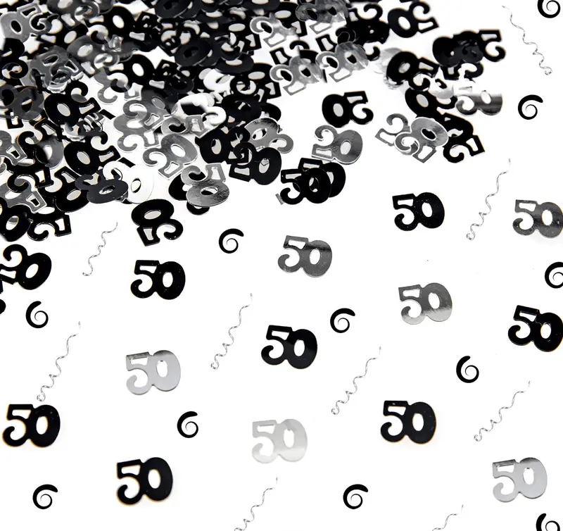 3 x 14g 50th Black Happy Birthday Party Glitz Table Confetti Sprinkles Decorations Set Ornaments 2
