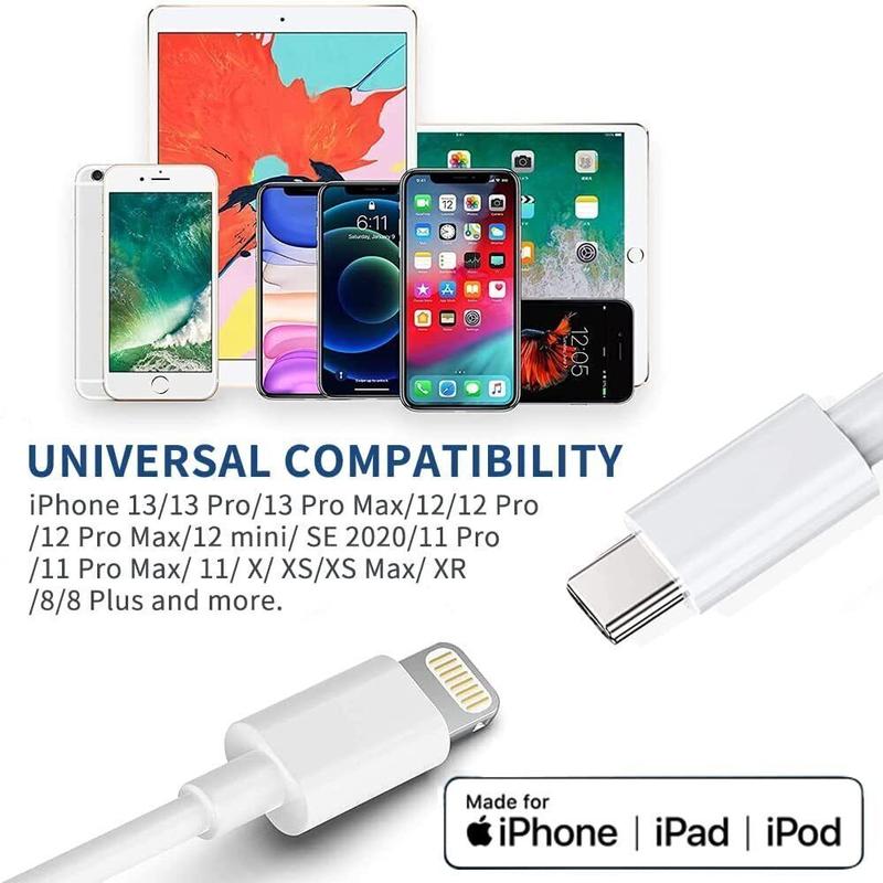 PD USB Type C to iPhone Fast Charger Cable for App iPhone le 14 13 12 11 Pro Max Charging Sync Mobile Cellphone Device Computer Smartphone Electronic 2