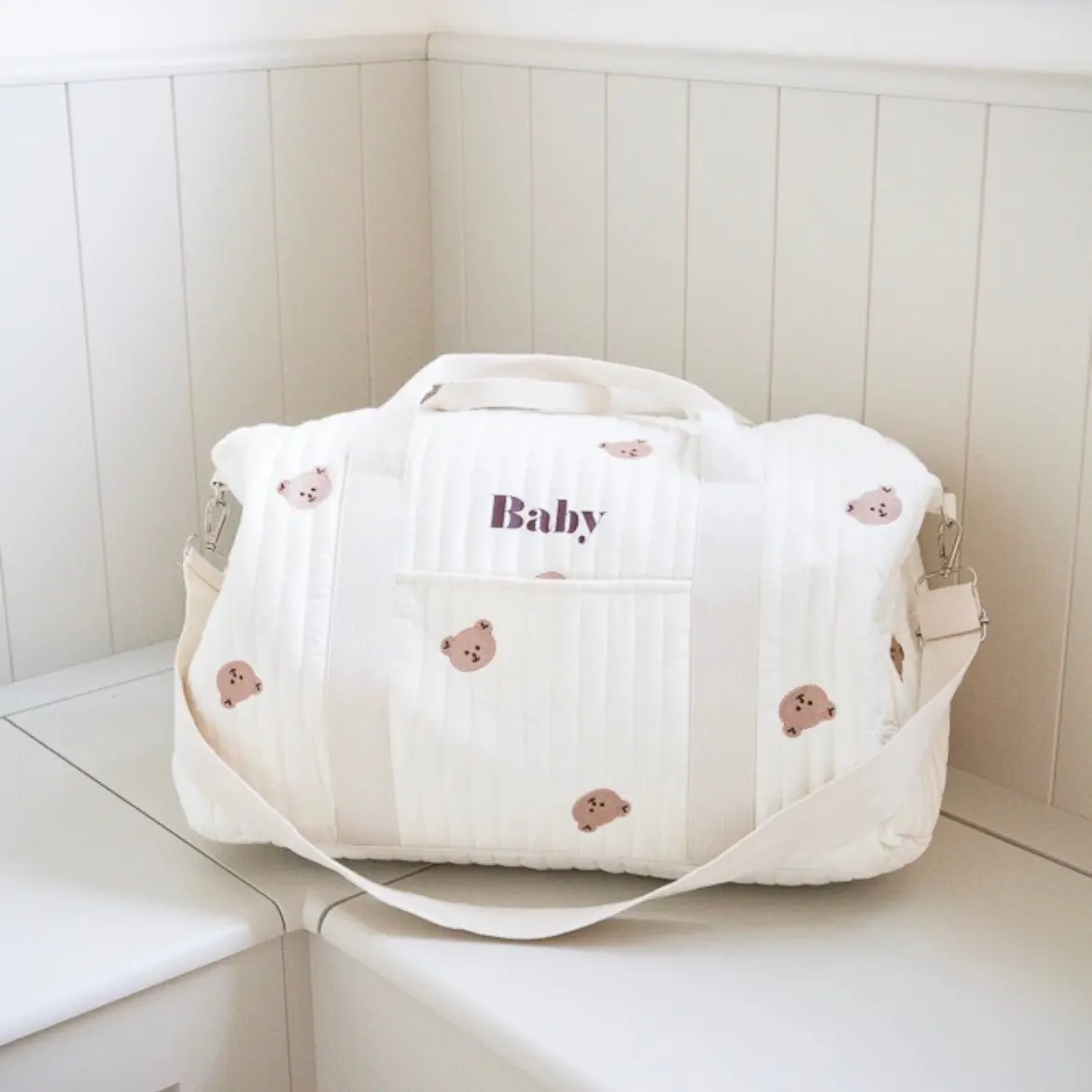 Maternity/Hospital Labour Birth Bag for Baby Changing and Pram - Mama & Baby Bear Bag Neutral Baby