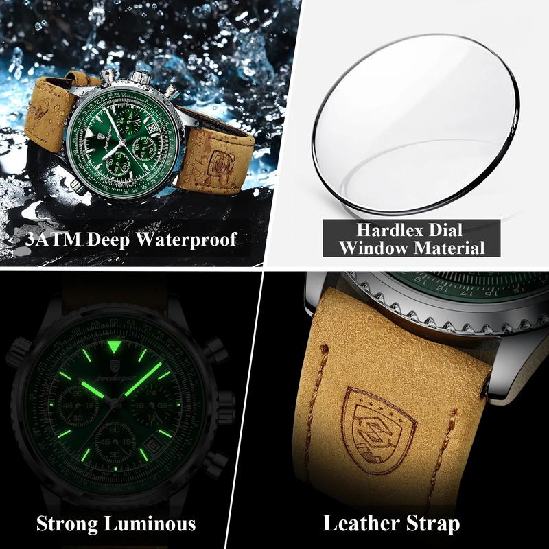 Product Introduction of Men’s Military Leather Date Quartz Analog Army Casual Dress Wrist Watches UK 11