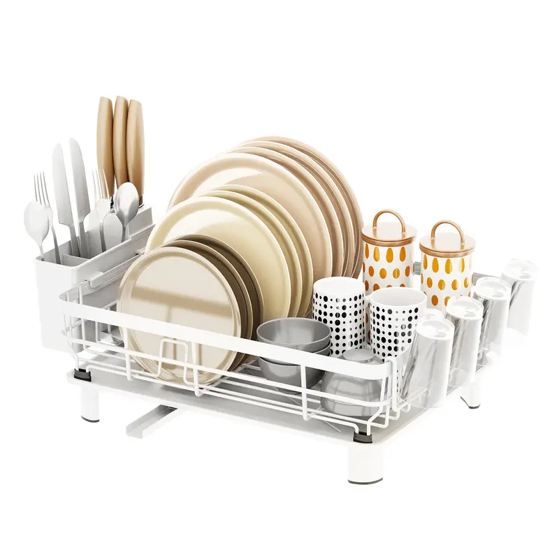 Dish Drying Rack Stainless Steel Dish Drainer with Drip Tray and Utensil Holder 0