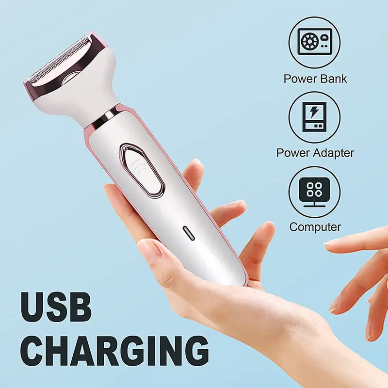 4 in 1 Painless Electric Lady Shaver Rechargeable Facial Hair Remover for Women 5
