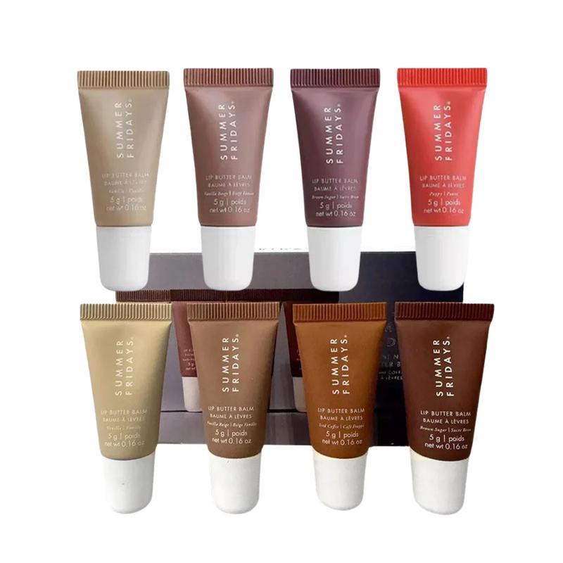 Product Introduction of Summer Fridays Vanilla Beige Lip Balm Mini Lip Gloss Set Moisturizing Transparent Smooth Soft Tube Mirror Lipstick Makeup Set Moisturizer Cosmetic 28