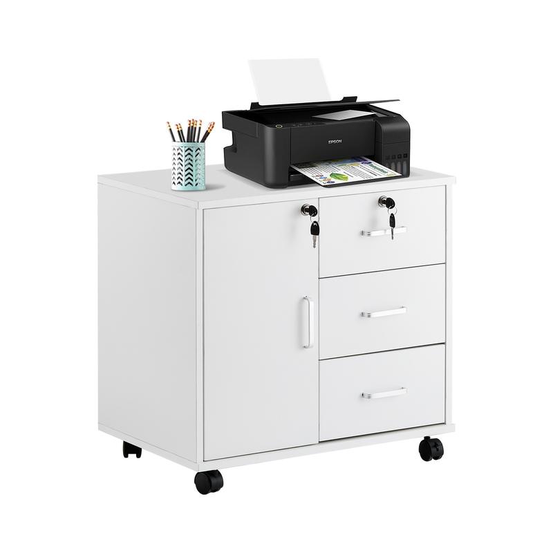 Modern Mobile File Cabinet with Lockable Drawers and Wheels - Spacious 3-Tier Storage for Documents, Books & More - Ideal for Home Office 0