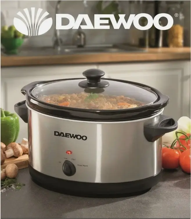 Daewoo Electric Slow Cooker 3.5L Non Stick Bowl Crock Pot w/ Lid Stainless Steel-SDA1364