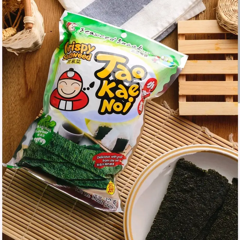 Taokaenoi Brand Crispy Seaweed Snack original Flavor - Natural and Healthy Good with snack parth or on the go - Taffy 2