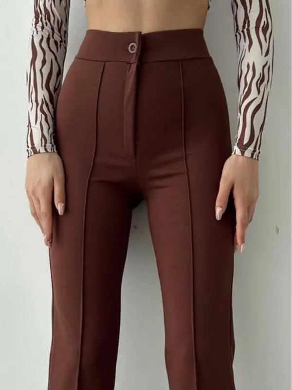 FAT GORILLA Women's Jacquard Trousers - Regular Fit Comfort Pants for Everyday Wear - Suits, Underwear Fabric Fashion Outfit Womenswear Bottom Casual Comfortable Evening Lady Basic Minimalist 5