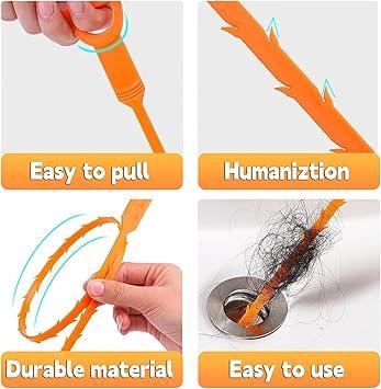 Drain Unblocker Cleaner Brush Tool - 4PCS Shower Drain Unblocker, Drain Gunk Remover Kitchen Sink Unblocker Tool, Plug Hole Unblocker Bathroom Hair Unblocker for Shower 2