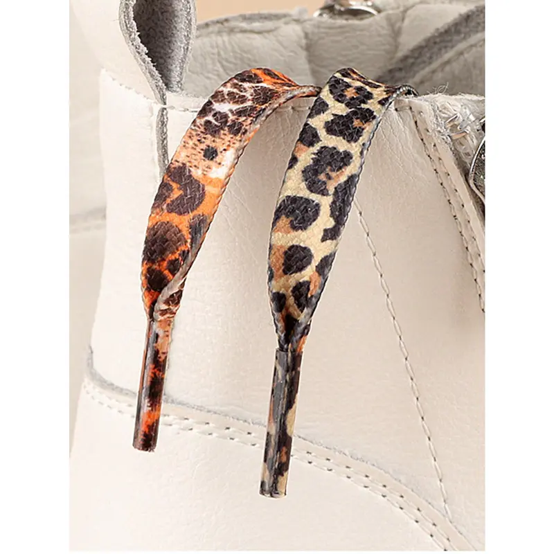 1pair Beige Leopard Print Flat Fashion Shoelaces Footwear Comfort Bedroom Knee Multicolor 5