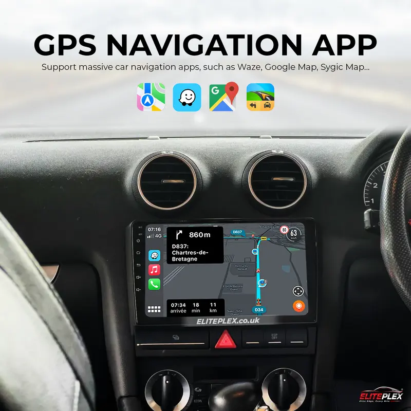 Audi A3 2008-12, Android Car Stereo with Apple CarPlay, Wireless, Radio, GPS, WIFI, BT, NAVI, 9” Full HD Screen, 2GB-32GB Storage 7