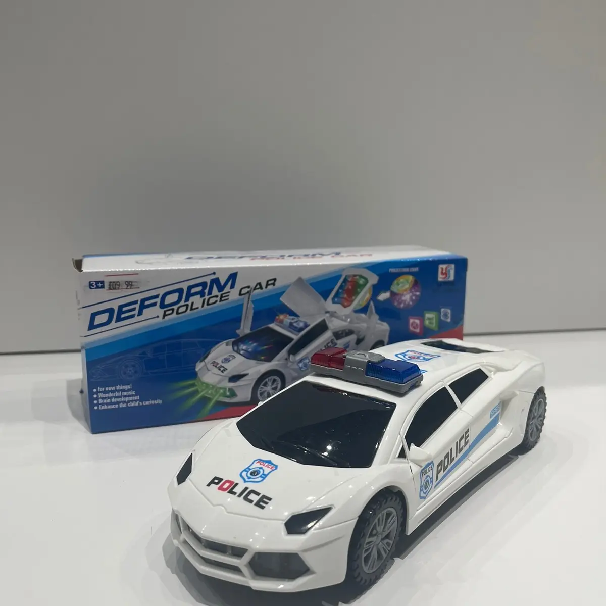 Deform Police Car, 360 Rotation, Sound and Light included - Kids Toys