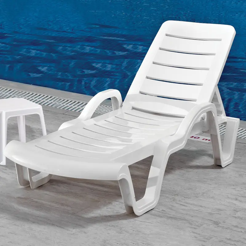 Marko Outdoor Sun Lounger Garden Patio Relaxer White Recliner Wipe Clean Relaxer Summer Bed 2
