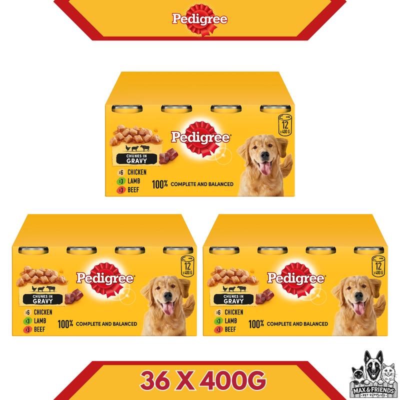 Product Introduction of Pedigree Mixed Wet Adult Dog Food Mixed In Gravy Chicken X 6, Lamb X 3 & Beef X 3 (12x400G) Available In 12,24 & 36 Pack 5