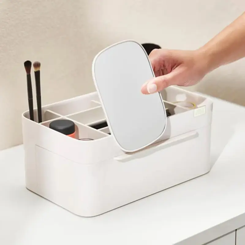 Lifeideas Large Capacity Cosmetic Organizer with Removable Mirror,Makeup Storage Box,Makeup Organizer,Makeup Storage Organizer,Cosmetic Storage Case,Jewelry Storage Organizer,Cosmetic Storage Box for Living Room,Bedroom,Bathroom 3
