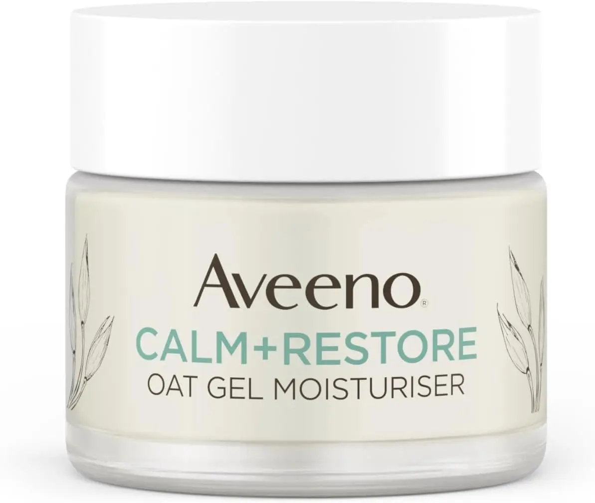 Aveeno Face Calm+Restore Oat Gel Moisturiser (1x 50ml), Face Moisturiser to Instantly Soothe and Replenish the Skin's Moisture Barrier, Intensely Nourishing Day Cream, Tested on Sensitive Skin