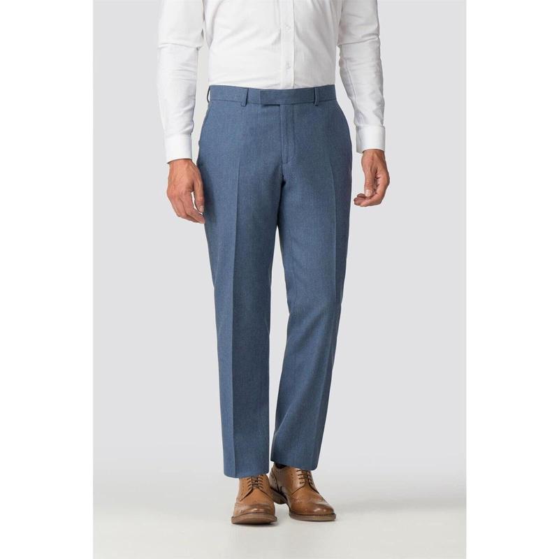 New Mens Formal Trousers Business Office Work Smart Dress Pants Straight Leg Flat Front Regular Fit Everpress Casual Home Pants (as8, waist_inseam, numeric_42, numeric_27, Air Force Blue) Menswear Pocket Big Underwear 1