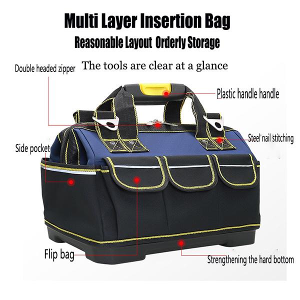 13/19 Inch Multifunctional Tool Bag, Portable Large Capacity Tool Storage Bag, Wear Resistant Thickened Canvas Tools Bag for Electrician, Hand Tools Storage Bag for Home & Office 1