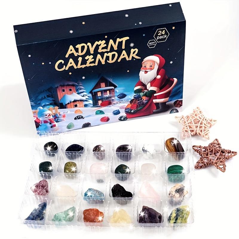 Christmas Advent Calendar Mysterious Crystal Gem 24 Day Christmas Countdown Calendar Gift, Contains 24 Bulk Natural Crystal Gemstones, Rock Crystal Mixed Pack, Collectible Minerals, Educational Science Set, Christmas Gift Set Crystal Stone Ornaments 4