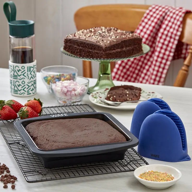 2 Pack WAFE Collapsible BakeMate Round Cake Loaf Bakeware Tin Silicone Desserts 6