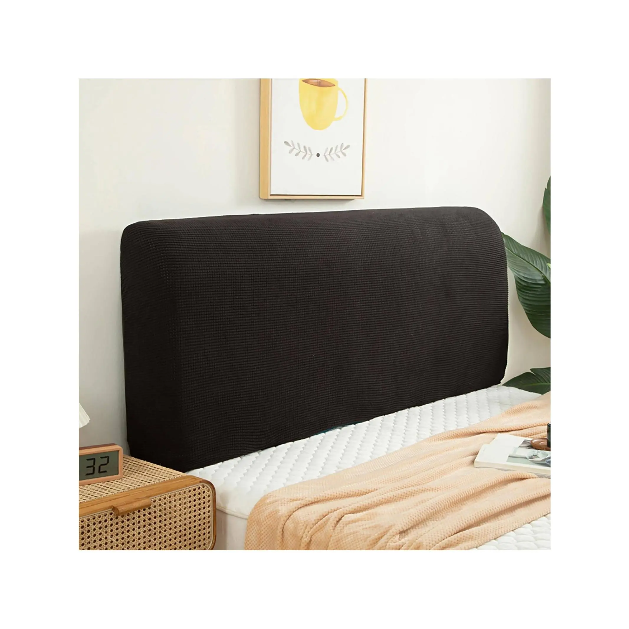1pc Corn Velvet Bed Head Cover, Elastic High Stretch Velvet Headboard Slipcover With Skin-friendly Softness And Dirt Resistance For Bedroom Fleece