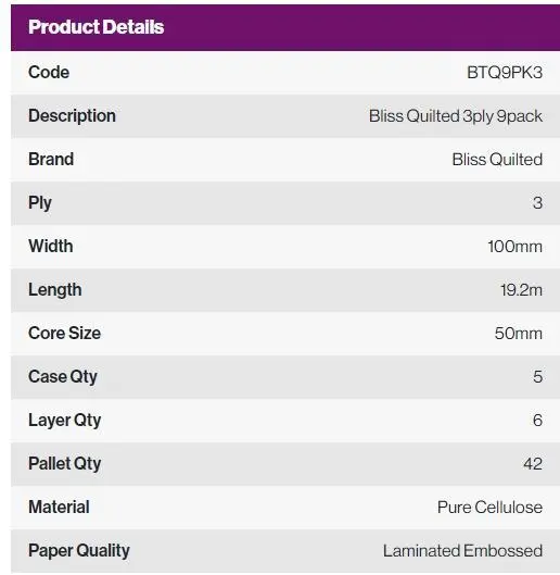 90 Rolls Bliss Triple Quilted 18 Meter P/Rolls Toilet Tissue 3Ply (10*9) NON Scented 1