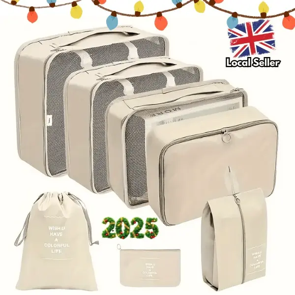 2025 Travel Storage Bag Set, 7 Counts Clothe Packing Cubes, Zipper Organizers for Home & Travel, Vanity Cabinet Manager Organizer Christmas Gifts for All