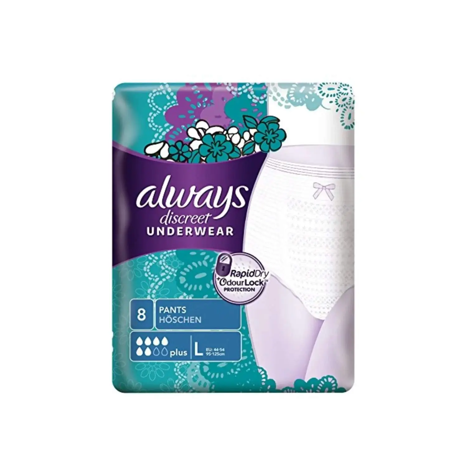Always Discreet Sensitive Bladder Pants Plus Large 8 Pack