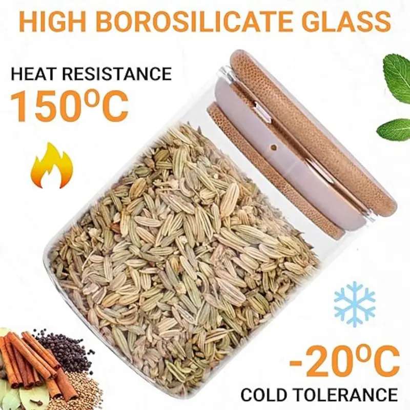 Fast Shipping -  Premium Spice Jars with lids and labels – Spice Jars 12 pack with 116 labels – Kitchen Cereal Storage & organization of Spice Jars with Bamboo Lids. Herbs, Coffee, Seeds, Nuts Container, 200ml-250ml 2