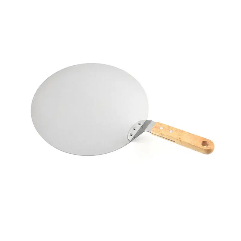 12Inch Stainless Steel Pizza Paddle Peel Bakers BBQ Oven Tray Wooden Handle 3